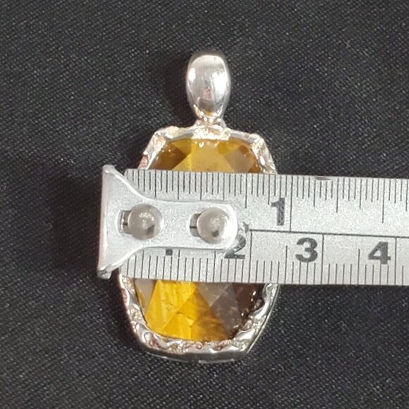 Whitney Kelly Faceted Tigers Eye Pendant Sterling Silver 2 inches signed WK 925 - Picture 3 of 15
